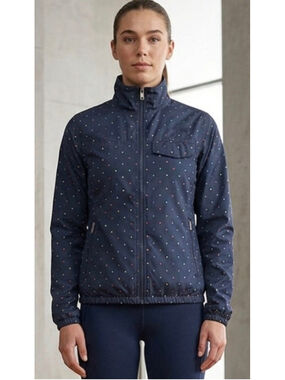 The North Face Women's Windbreaker Polka Dot Jacket Navy Blue Full Zip Size S